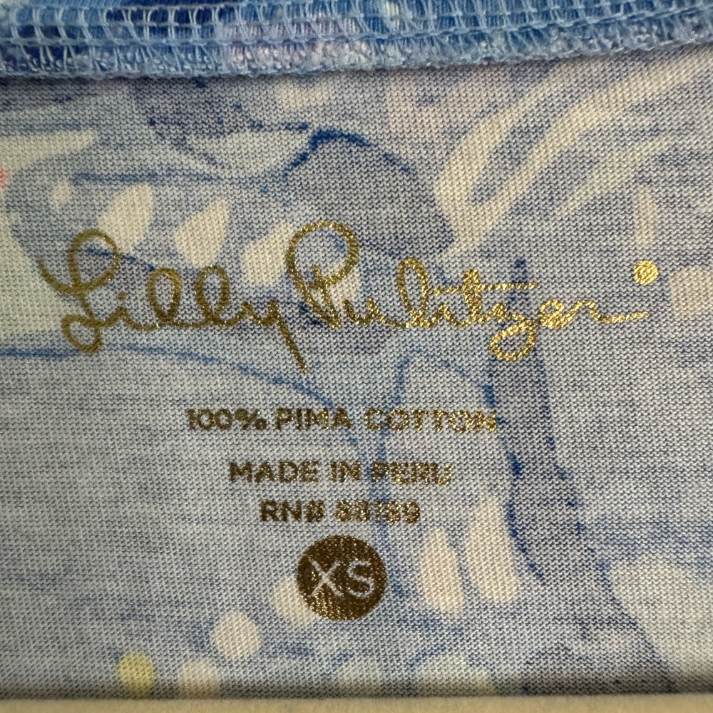 Lilly Pulitzer Blue Printed Dress XS – 100% Pima Cotton - Picture 3 of 6